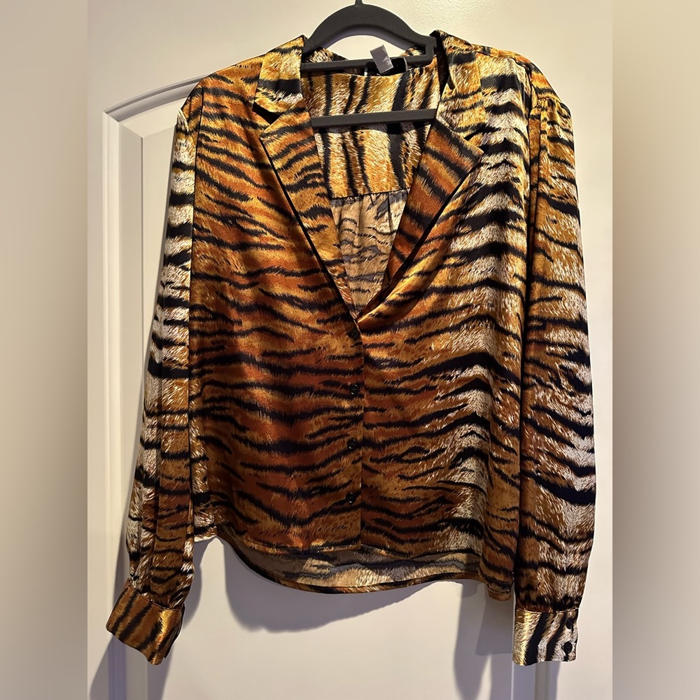 Top shop leopard print silk/satin top